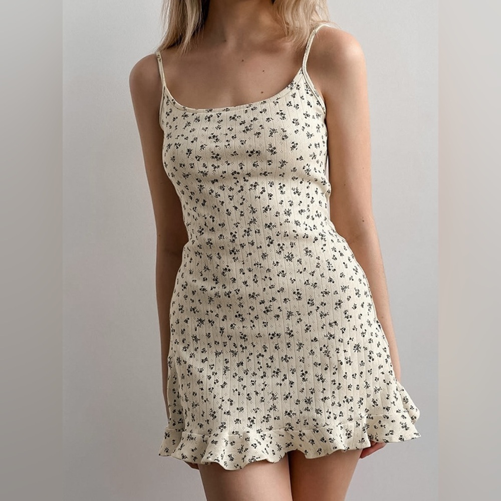 Floral Print Ruffle Hem Cami Lounge Dress